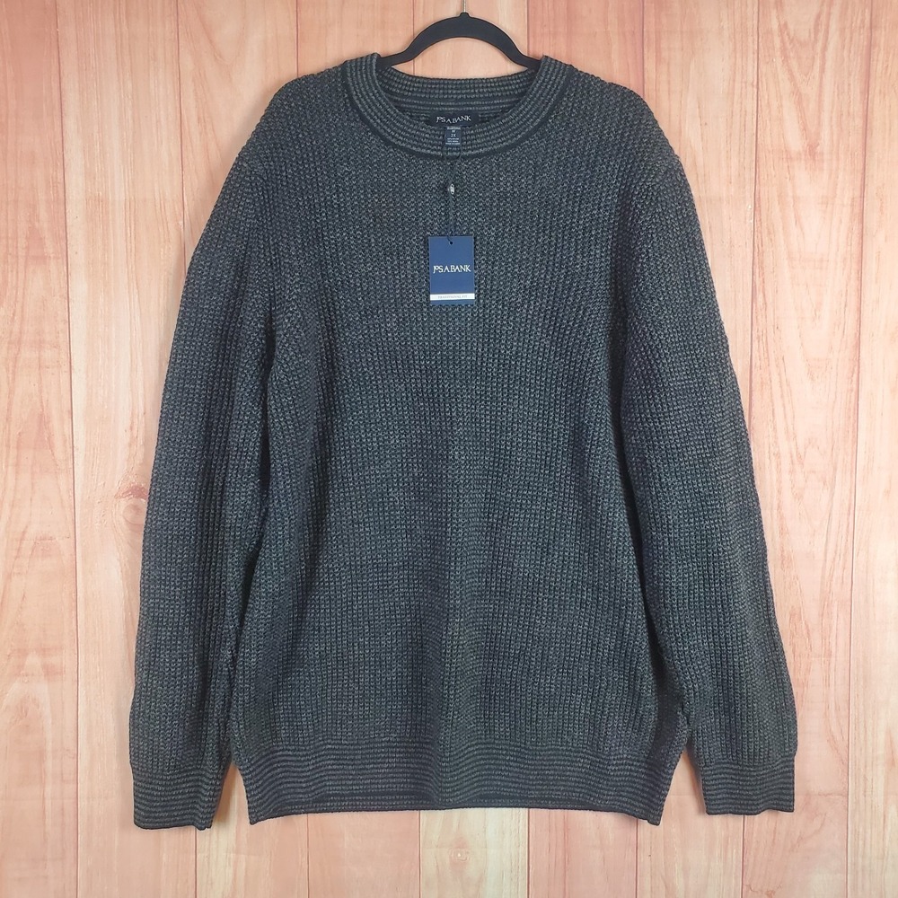 Jos. A. Bank Mens Sweater 2XL Gray Nylon Wool Crew Neck Long Sleeve Pullover